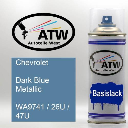 Chevrolet, Dark Blue Metallic, WA9741 / 26U / 47U: 400ml Sprühdose, von ATW Autoteile West.